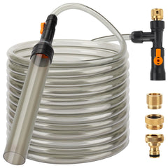 Hygger bucket-free water change kit with metal faucet connector eases aquarium maintenance.