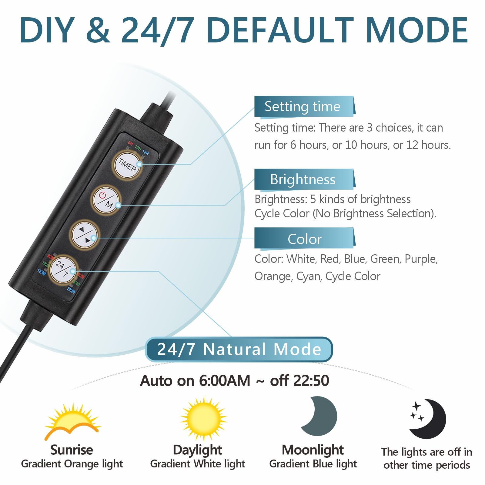 hygger clip-on aquarium LED daylight setting for vibrant plant growth