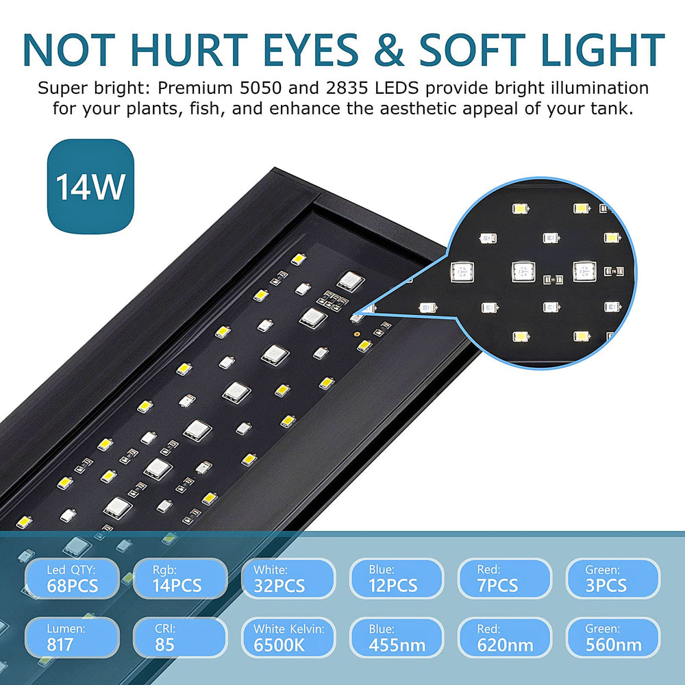hygger clip-on aquarium LED moonlight for peaceful evening viewing