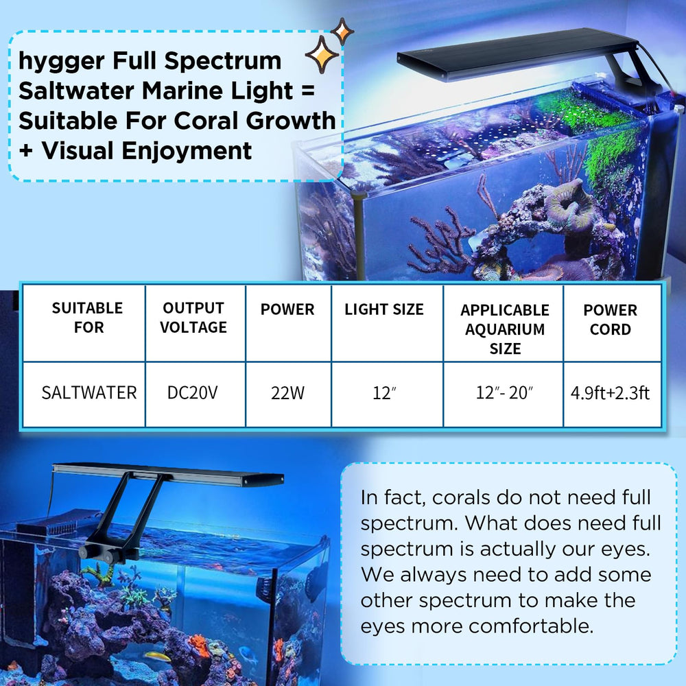 Hygger Clip-On Daylight LED illuminates reef tanks with natural color