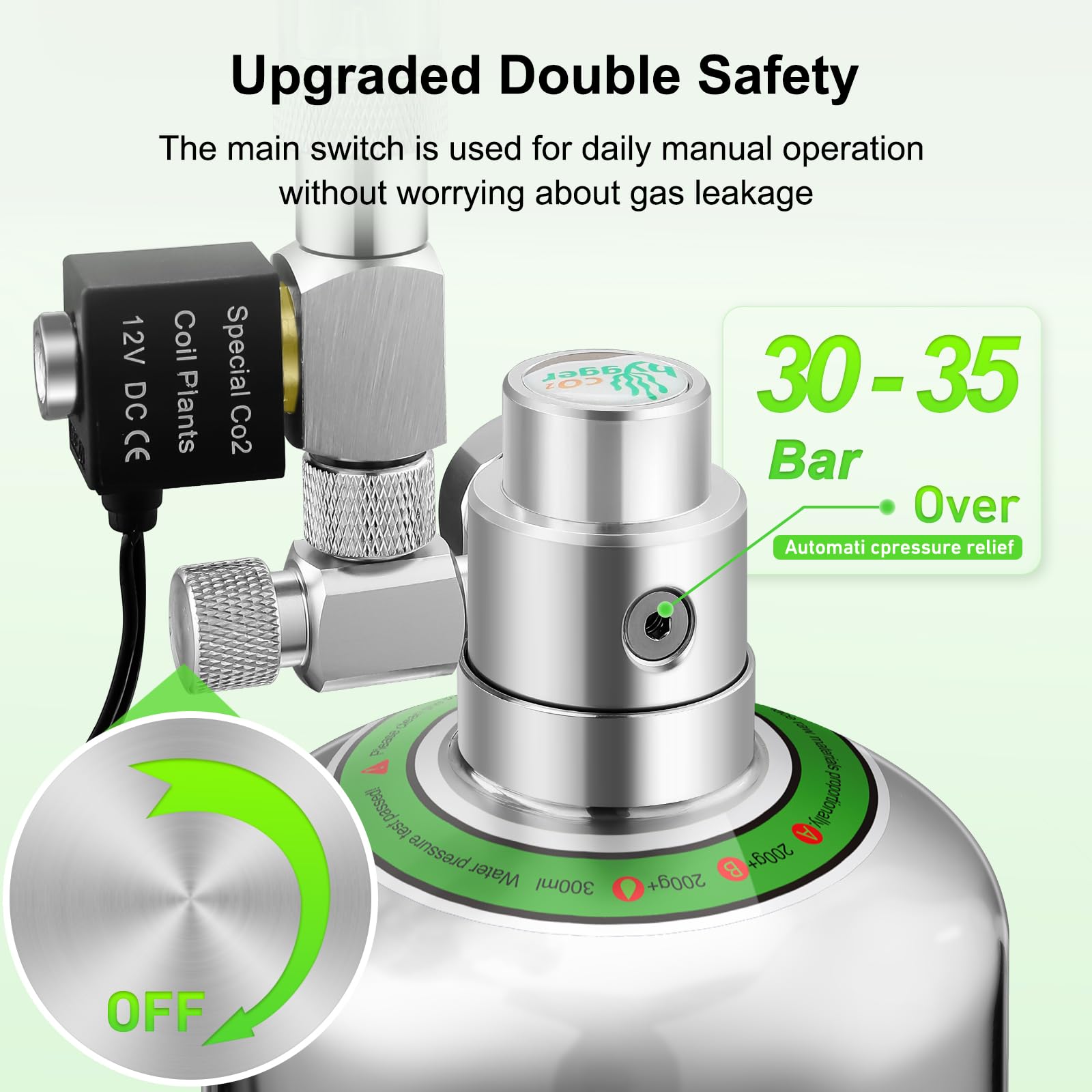 Hygger CO2 bubble counter illustrating built-in check valve to prevent backflow.