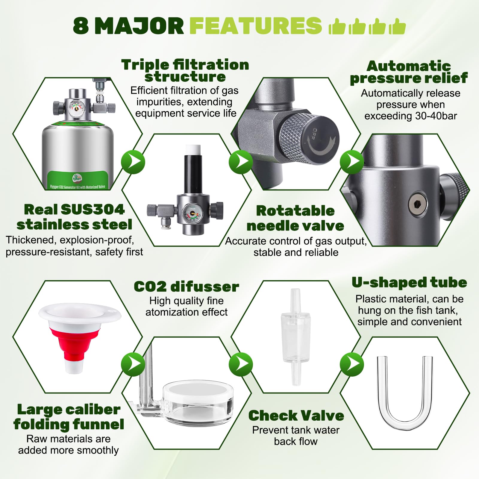 Hygger CO2 diffuser delivering even gas distribution
