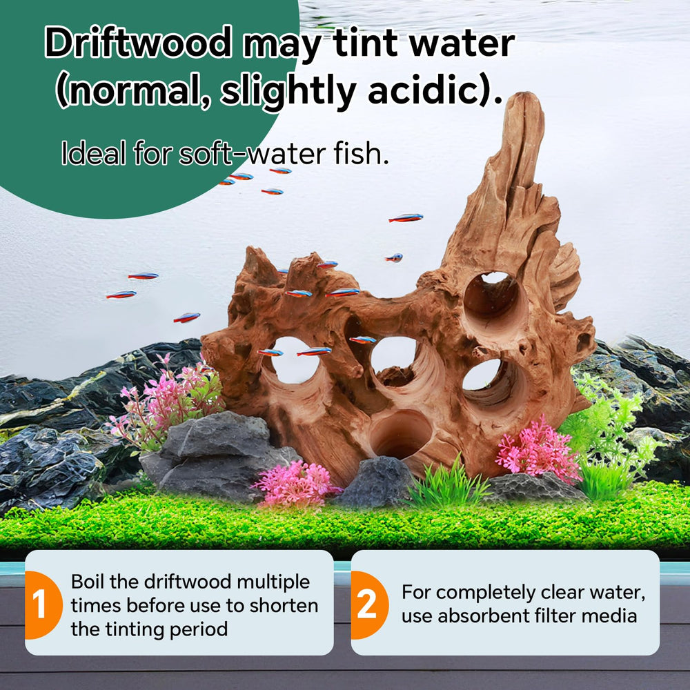Hygger CO2 Driftwood water prep guide shows safe boiling and soaking steps.