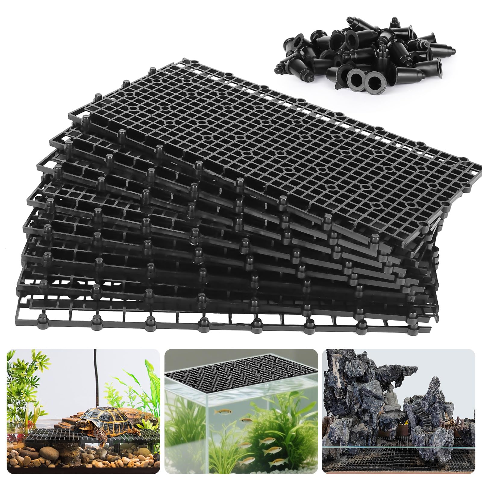 Hygger CO2 egg crate grid black 12pcs enables modular aquarium dividers and filtration support