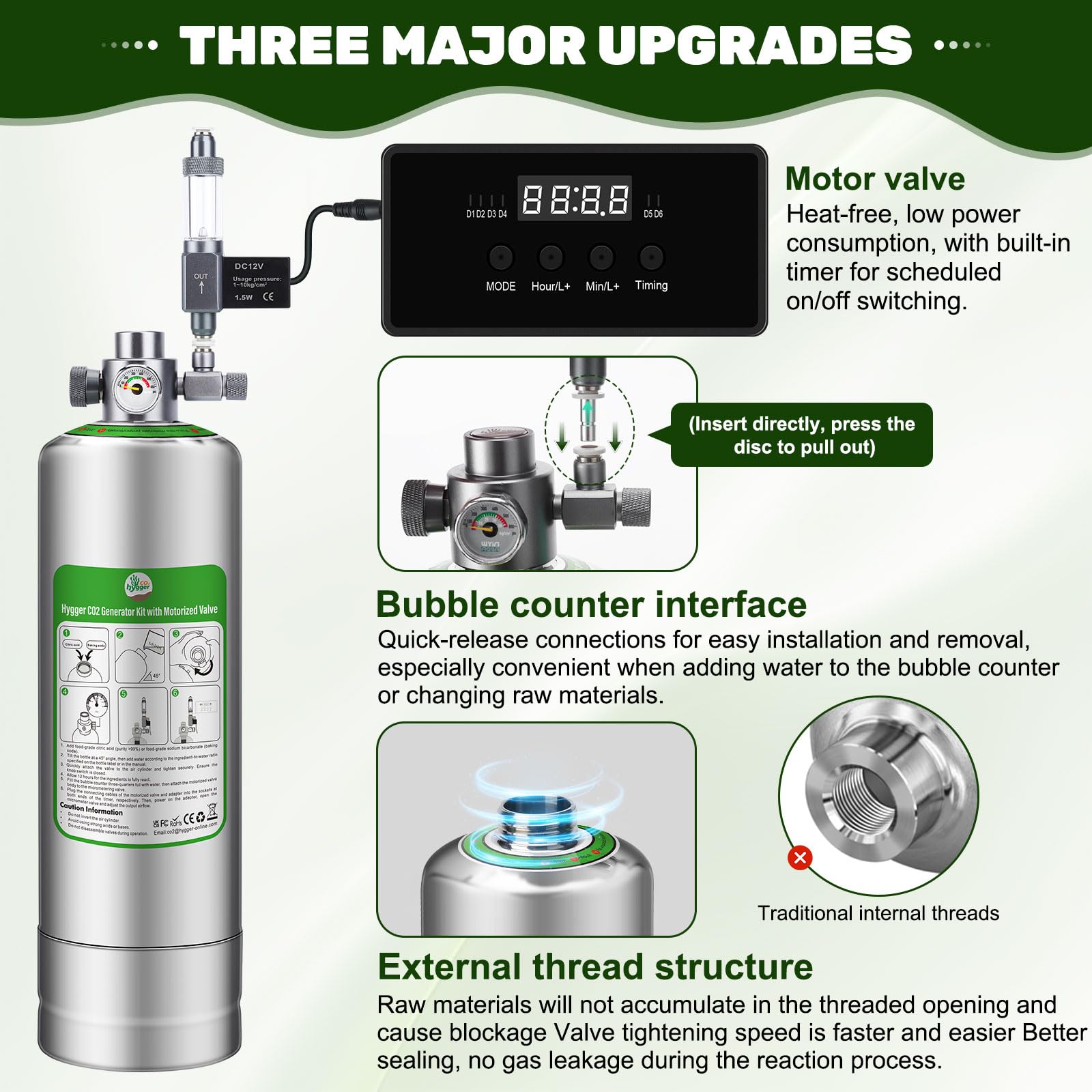 Hygger CO2 quick-release structure enables easy installation