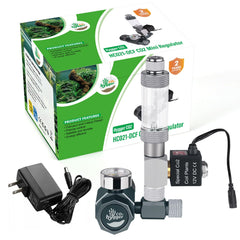 Hygger CO2 regulator with 12V DC solenoid close-up showing precise control for tanks.