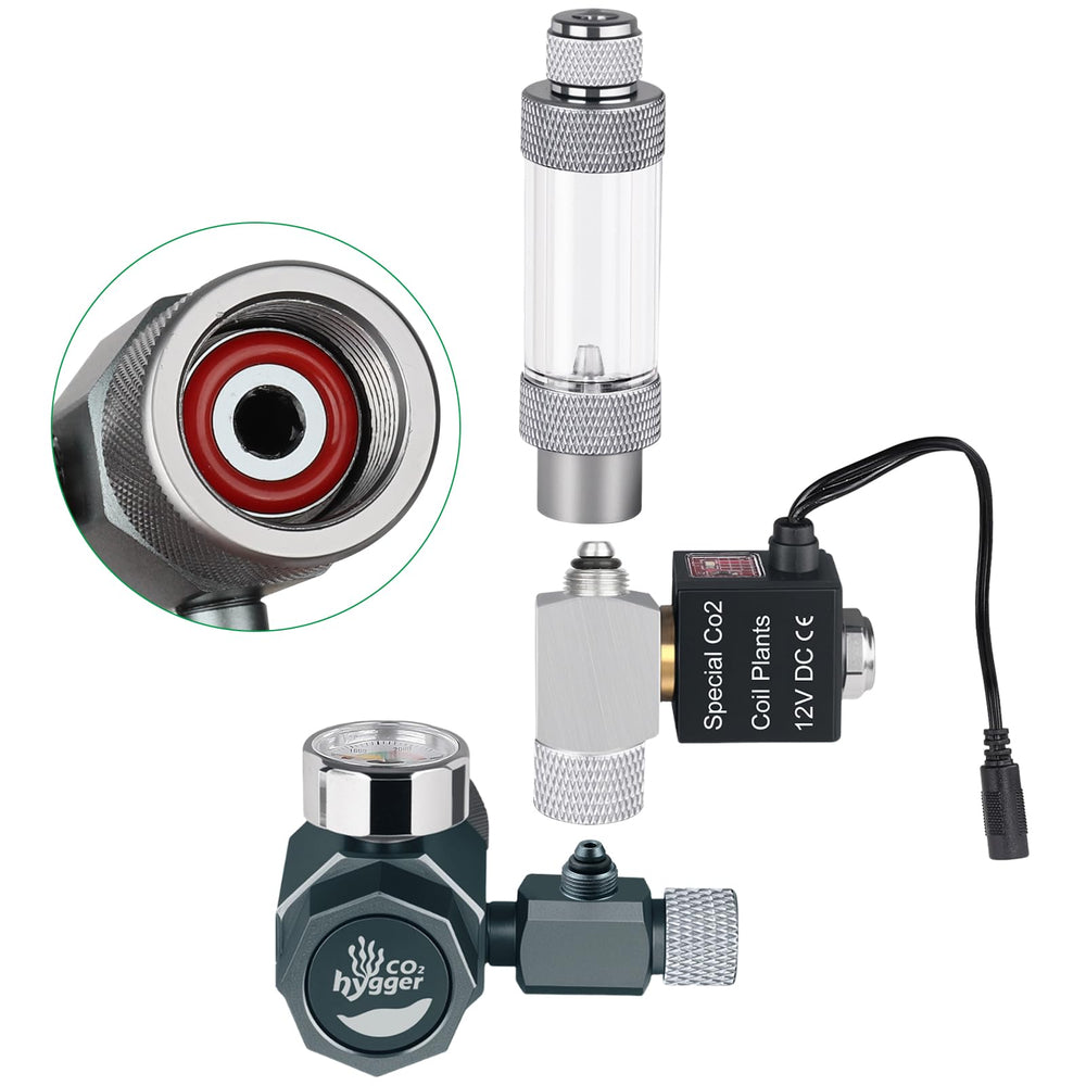 Hygger CO2 regulator aluminum body close-up shows durable, precision-tuned performance.