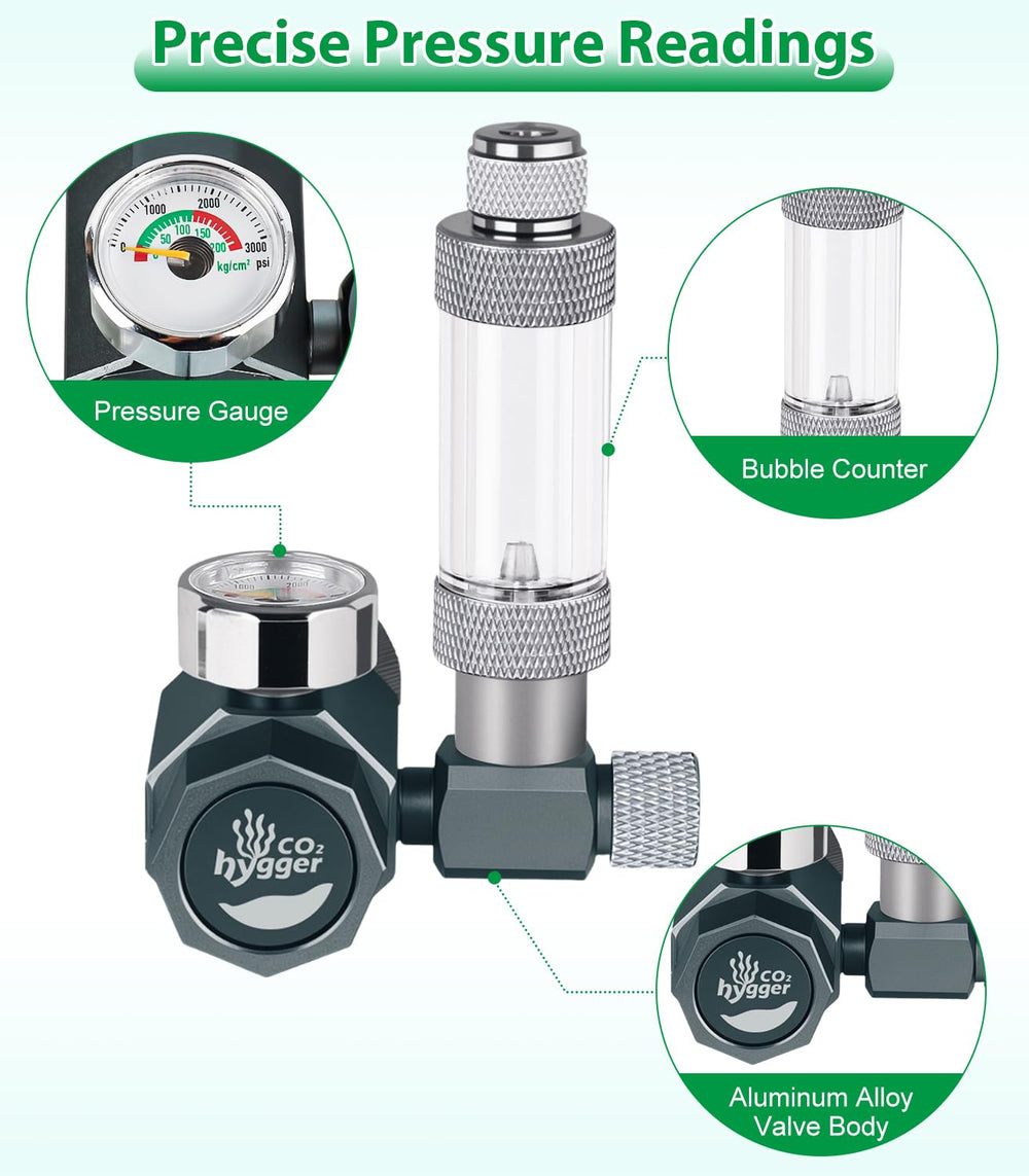 Hygger CO2 regulator bubble counter lets you monitor CO2 flow at a glance.