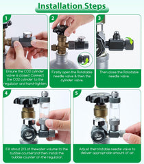 Hygger CO2 regulator with built-in check valve prevents backflow and protects equipment.