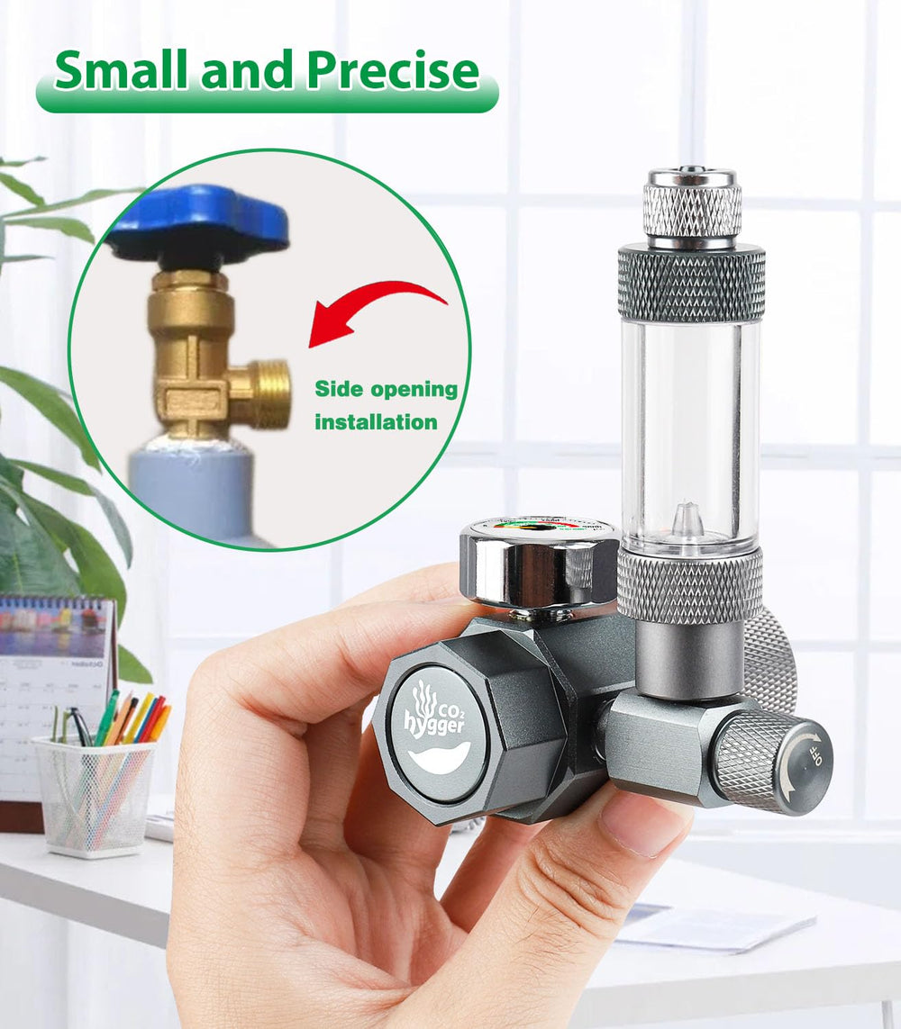 Hygger CO2 regulator mini detachable design for compact setups in small tanks.