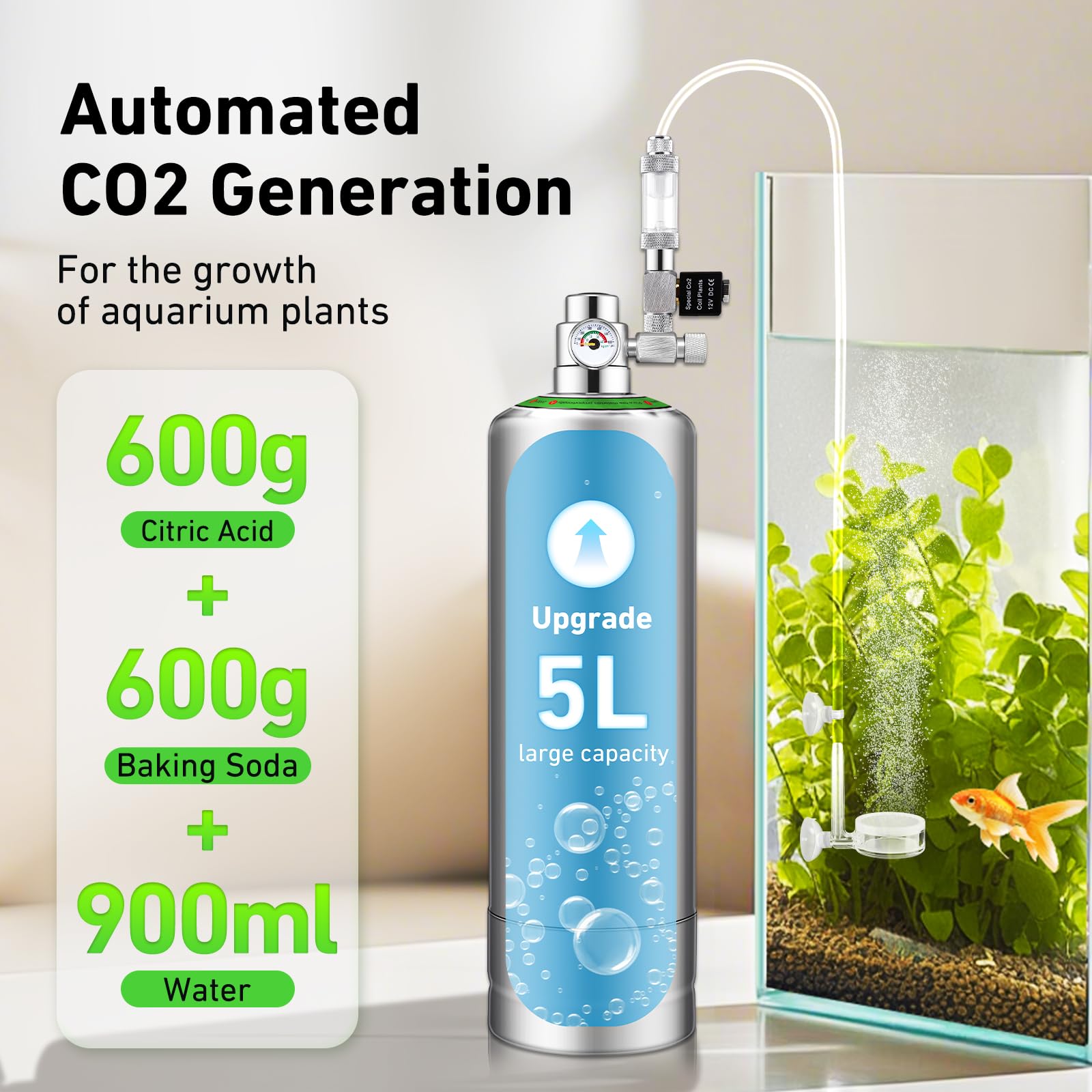 Hygger CO2 regulator provides precise flow control for aquarium plant growth.