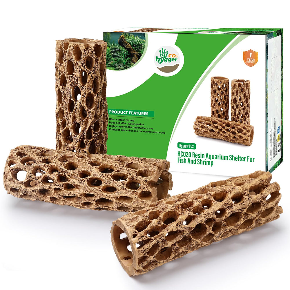 Hygger CO2 resin cholla wood realistic texture complements plants and substrates.