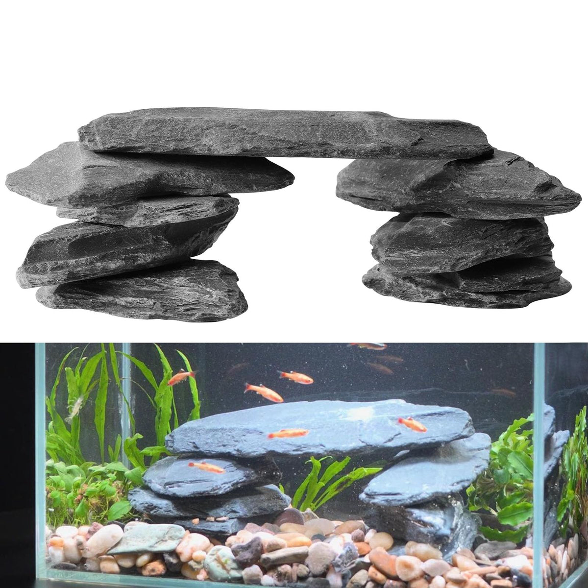 Hygger CO2 slate stones aquascape-bridge design for natural aquarium structure.