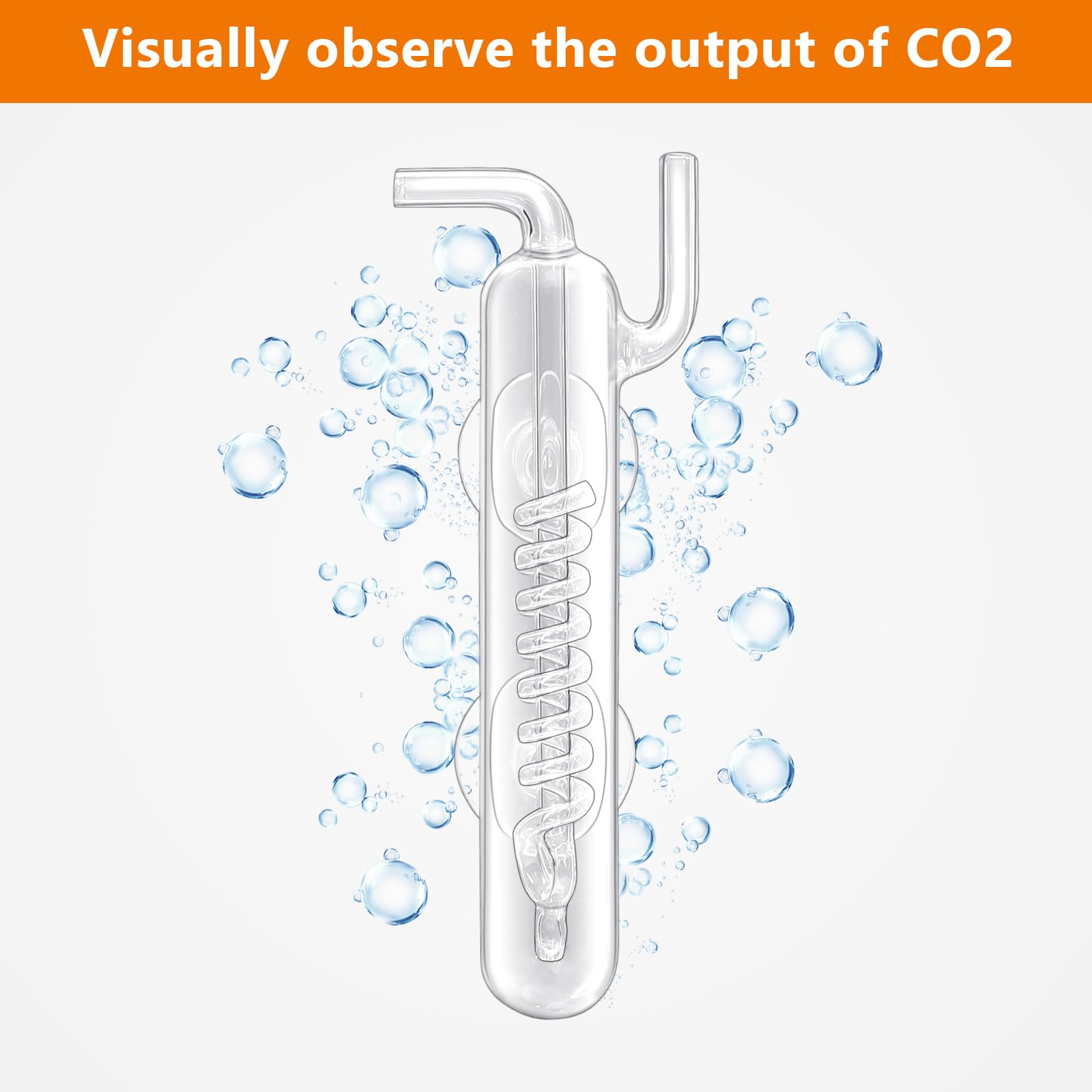Hygger CO2 Spiral Bubble Counter with high suction cups stays secure for stable CO2 supply.