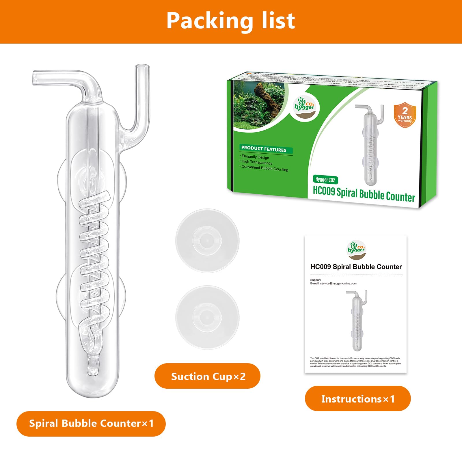 Hygger CO2 Spiral Bubble Counter standard interface connects easily with CO2 devices for versatile setup.