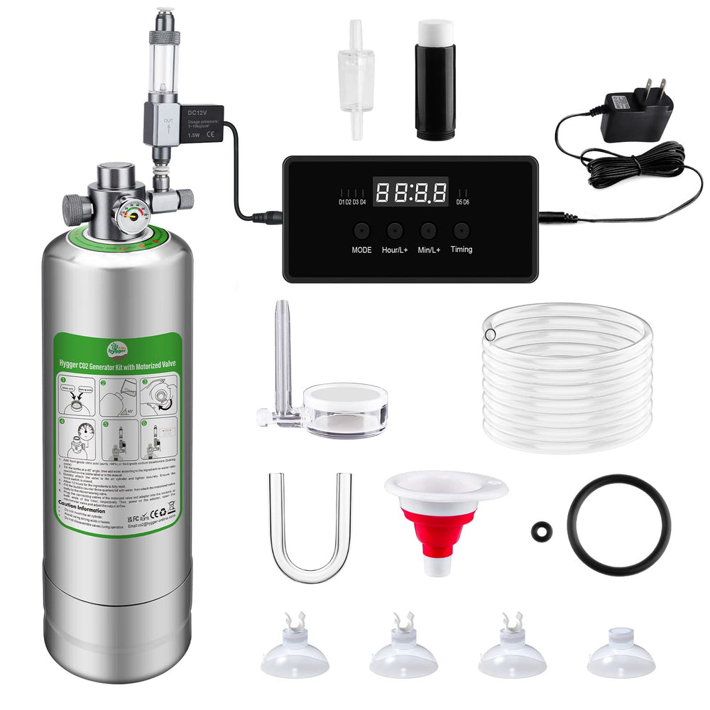 Hygger CO2 tank installation illustration guides setup and quick connections