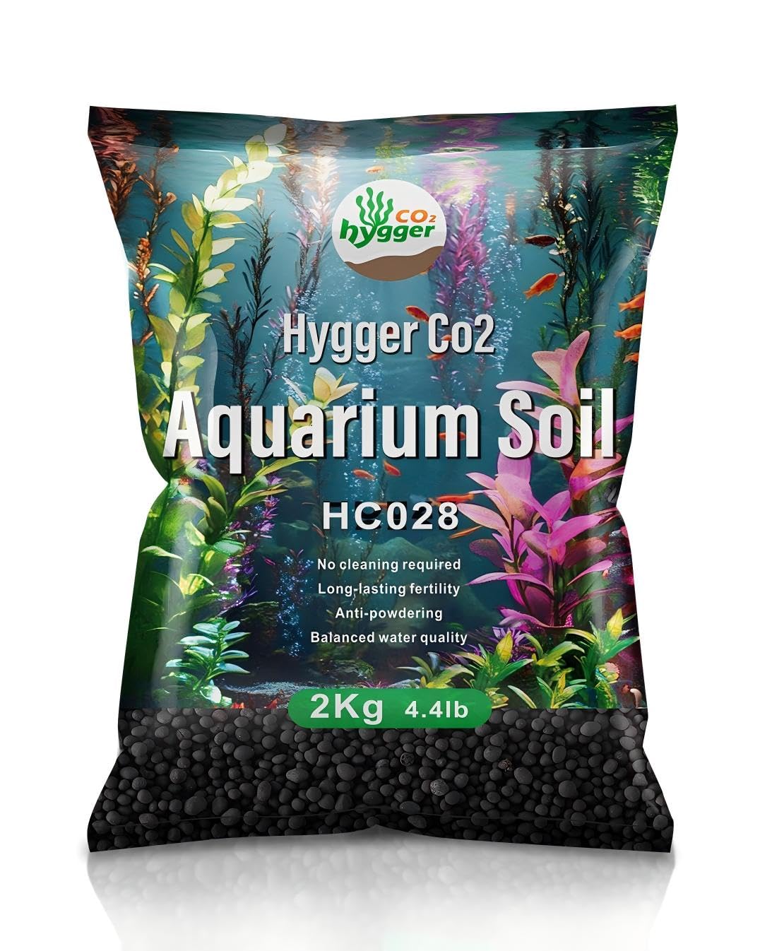 Hygger CO2 Upgraded Aquarium Soil setup shows nutrient-rich plant base for vibrant growth