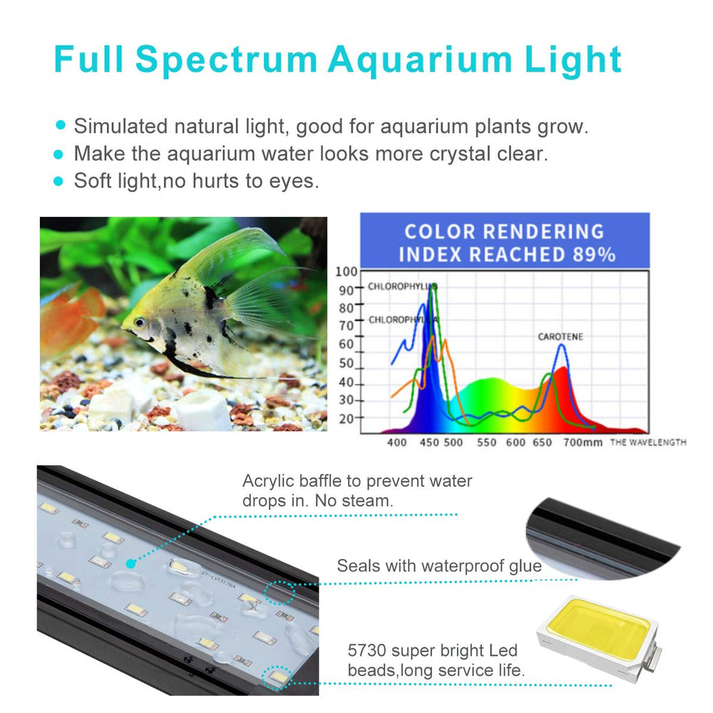 Hygger color modes White-Blue-Red for varied viewing and plant growth aesthetics.