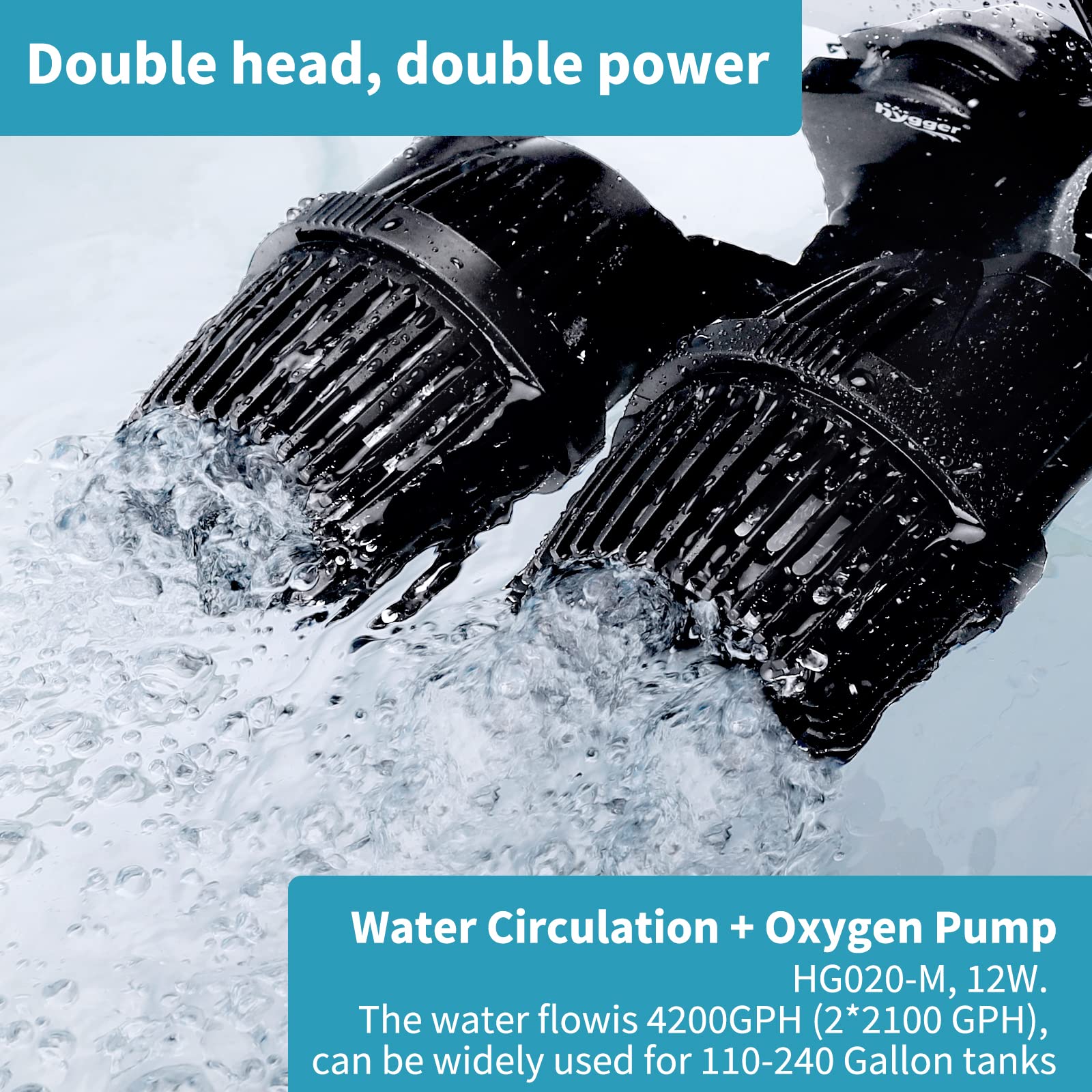 Hygger dual-base installation with suction and magnet for stable, quiet operation.