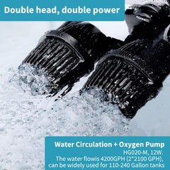 Hygger dual-base installation with suction and magnet for stable, quiet operation.