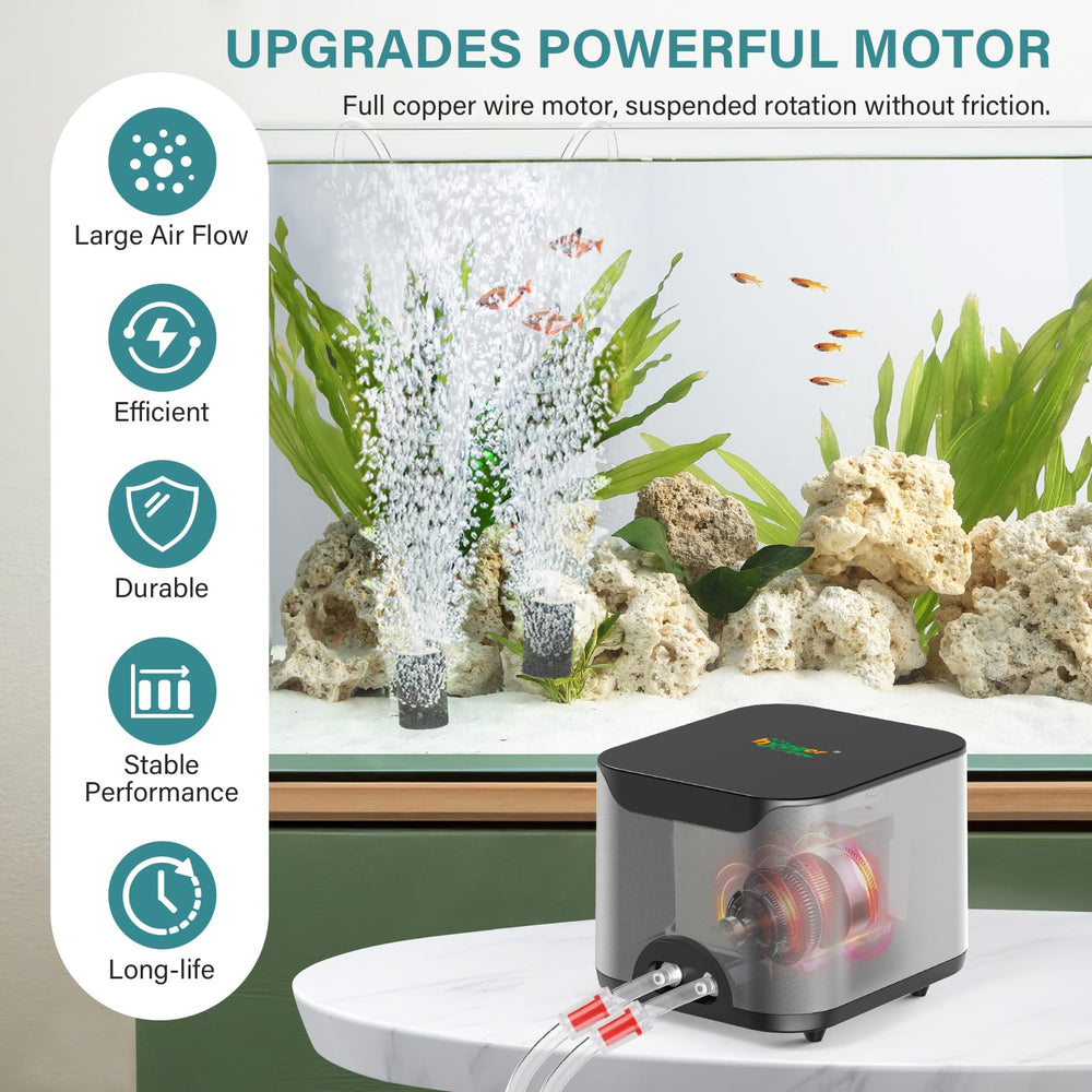 hygger dual outlet ports enable simultaneous aeration for two tanks