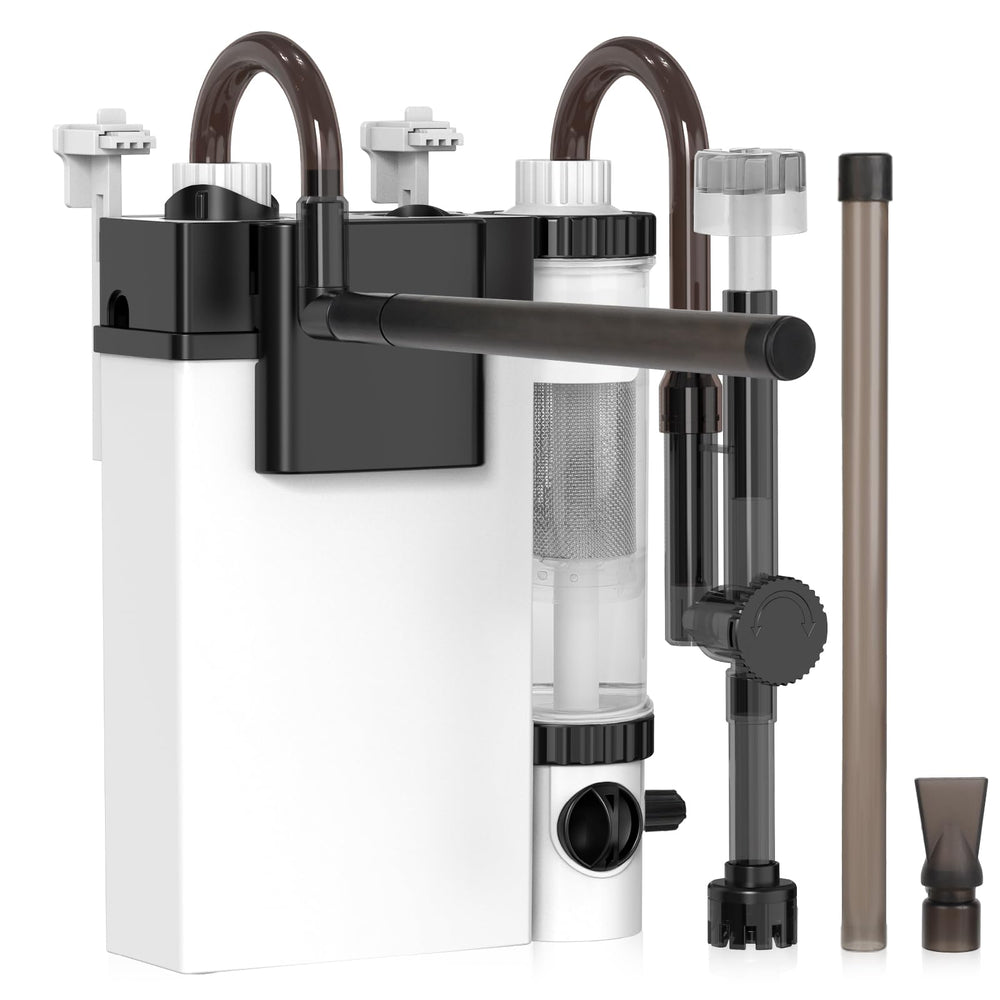 Hygger Easy water-change drainage outlet illustrating quick maintenance (hose not included).