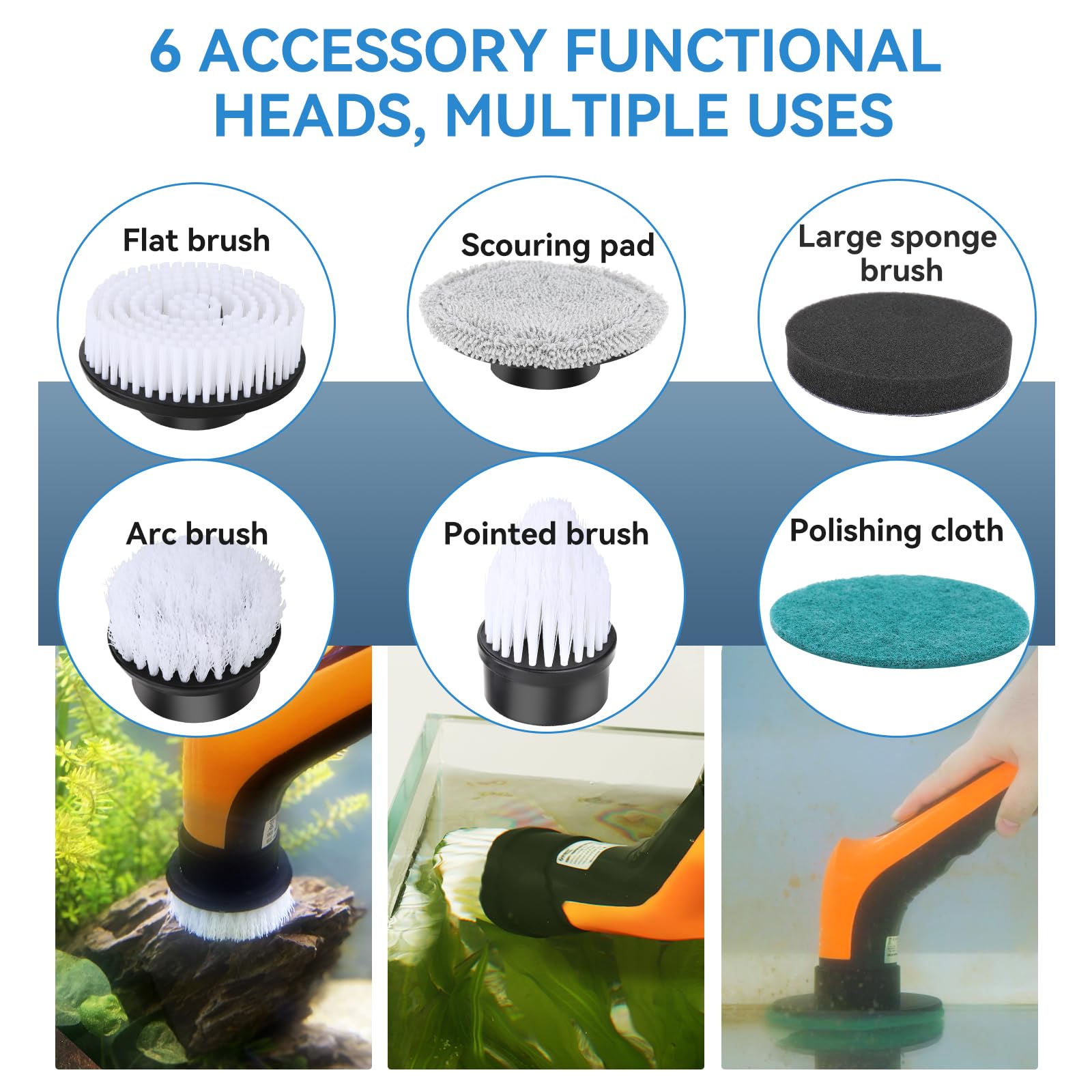 Hygger cordless aquarium cleaner shown with 2-speed control.
