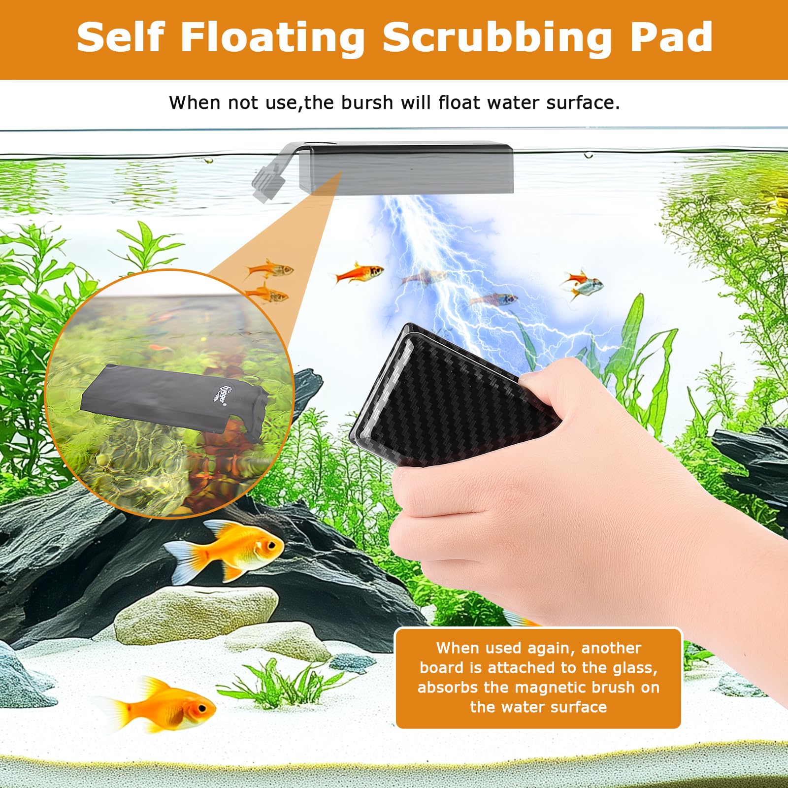 Hygger magnetic fish tank cleaner detachable stainless-steel blade tackles hard algae on glass