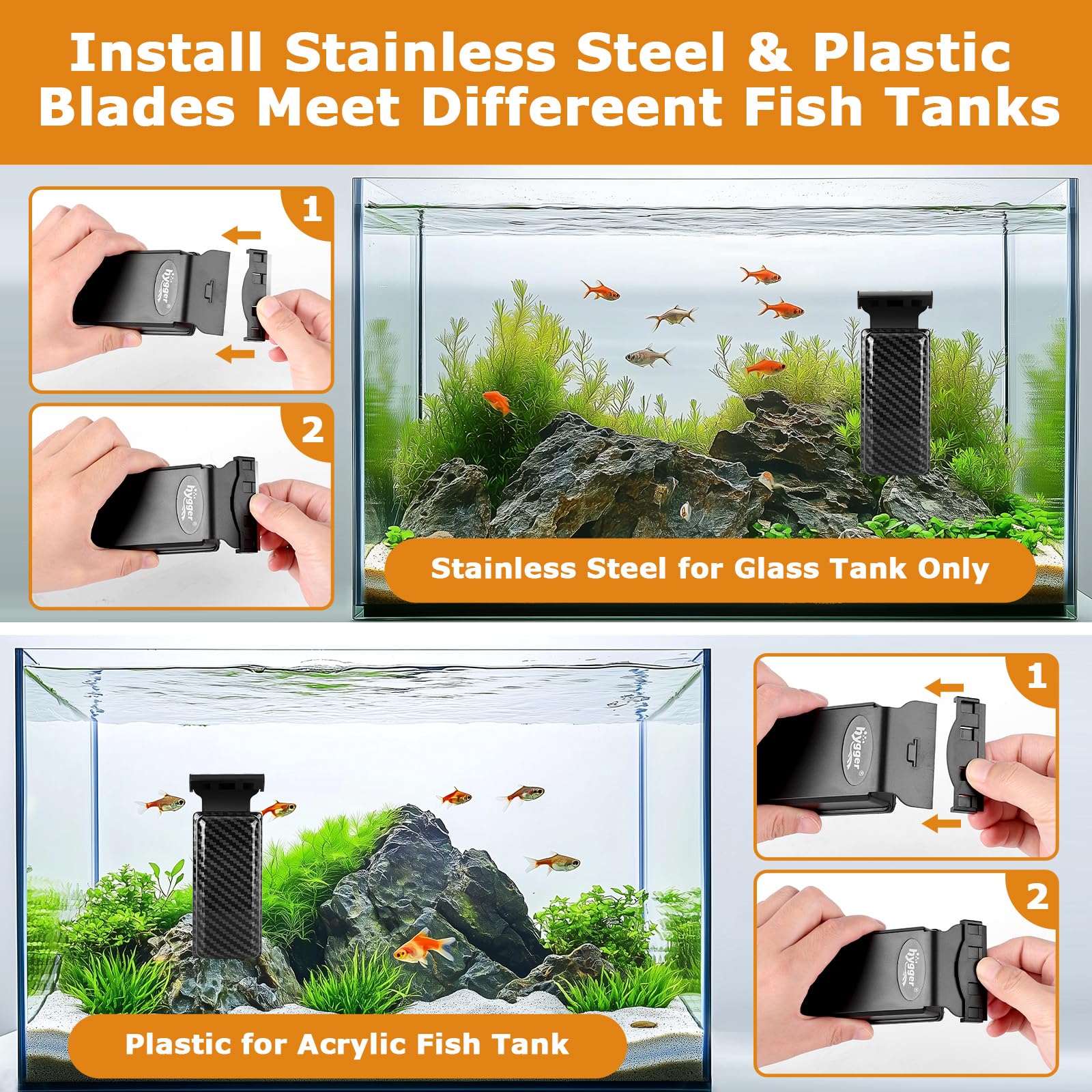 Hygger magnetic fish tank cleaner floating design keeps cleaning simple