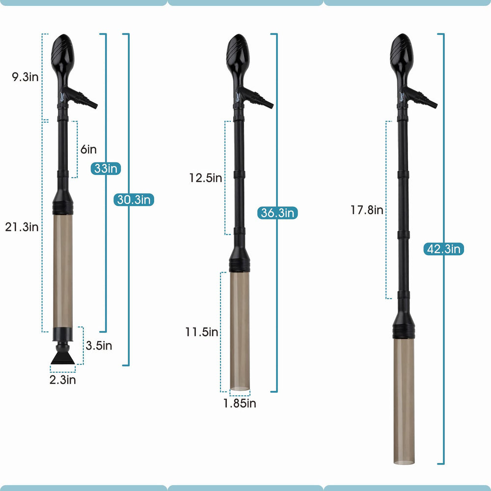 Hygger manual 256GPH gravel vacuum requires no electricity, offering simple siphon-based water changes.