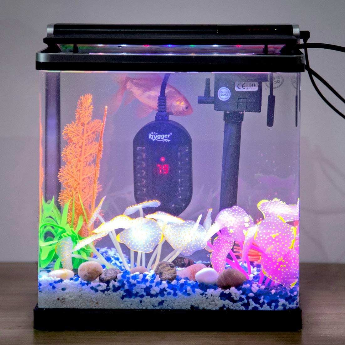 hygger mini glass aquarium heater fits 6.5-13 gallon tanks for small setups.