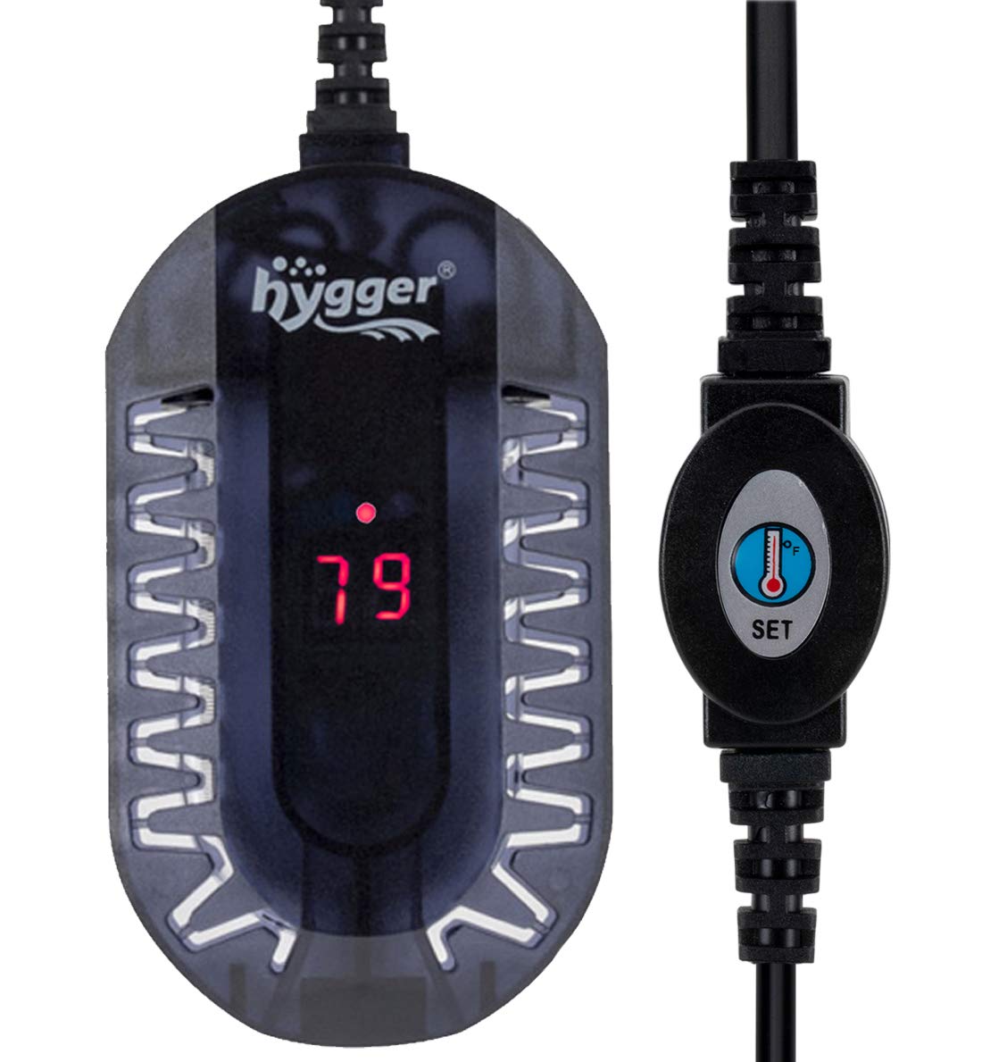 hygger mini glass aquarium heater front view with digital display enables precise temperature control.