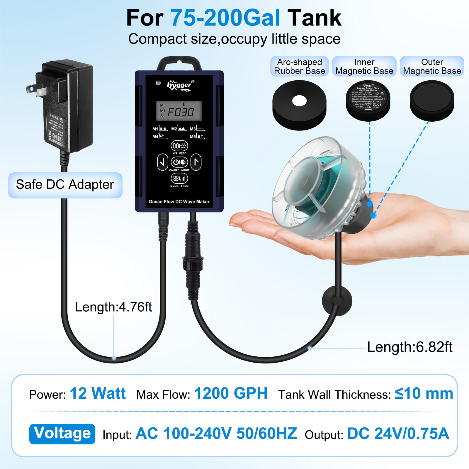Hygger Mini Wave Maker assembly cleaning friendly design for easy maintenance.