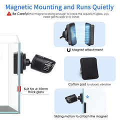 hygger Mini Wave Maker compact size fits 15-40 gallon tanks discreetly