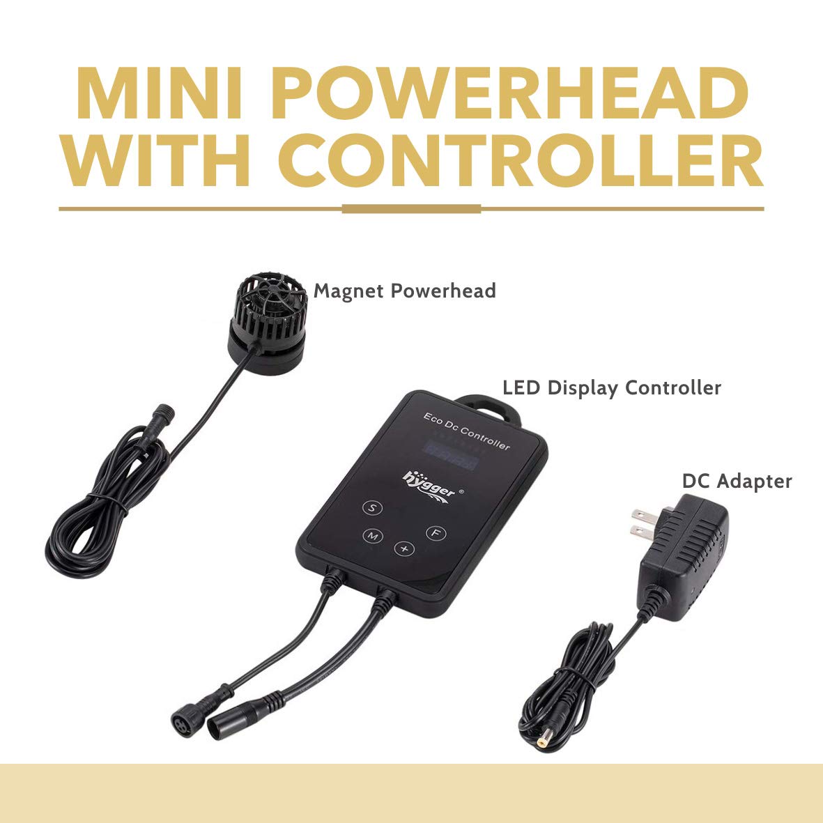 hygger mini wave maker flow-graph highlights 1600 GPH for 5–30 gallon tanks