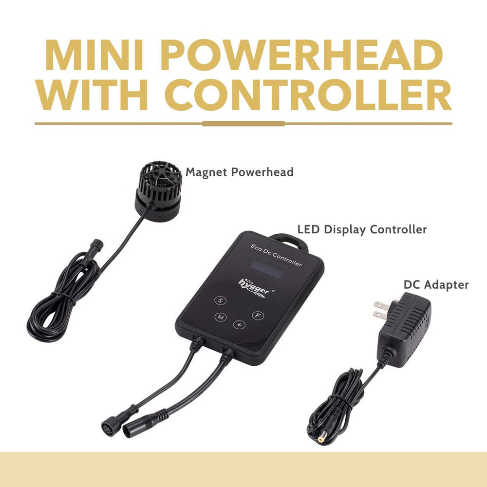 hygger mini wave maker flow-graph highlights 1600 GPH for 5–30 gallon tanks