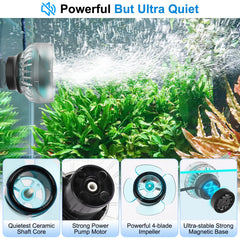 Hygger Mini Wave Maker in-tank setup demonstrates adjustable flow for varied corals.