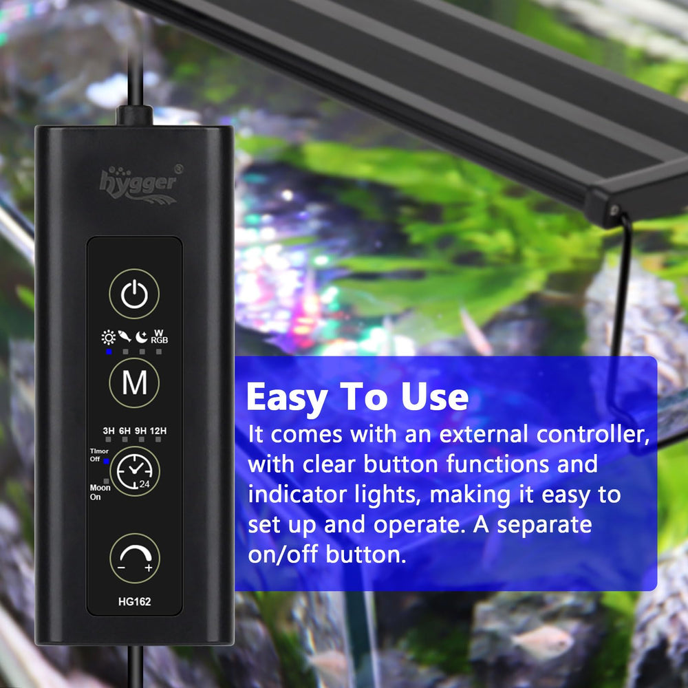 hygger New Mode timer LED aquarium light adjustable brackets fit up to 57-inch tanks