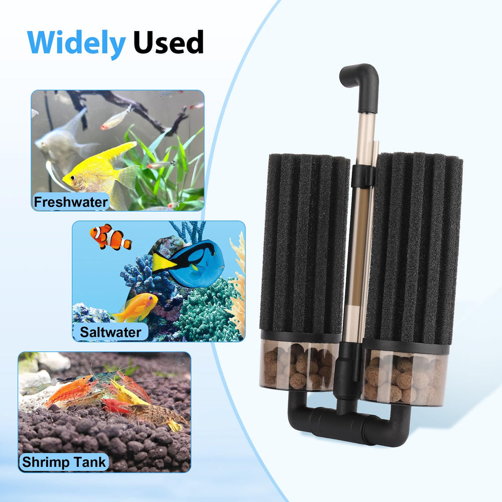 Hygger packaging includes sponges and bioceramic balls for quick setup