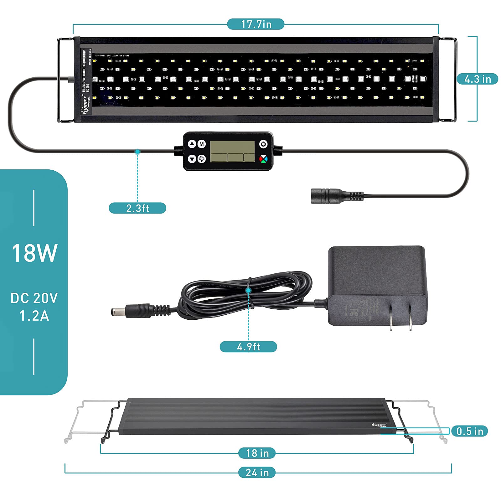 hygger 18W plant-friendly aquarium light enhances freshwater plant growth and visuals.