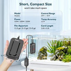 hygger quartz-glass heater casing minimizes direct contact with heating element
