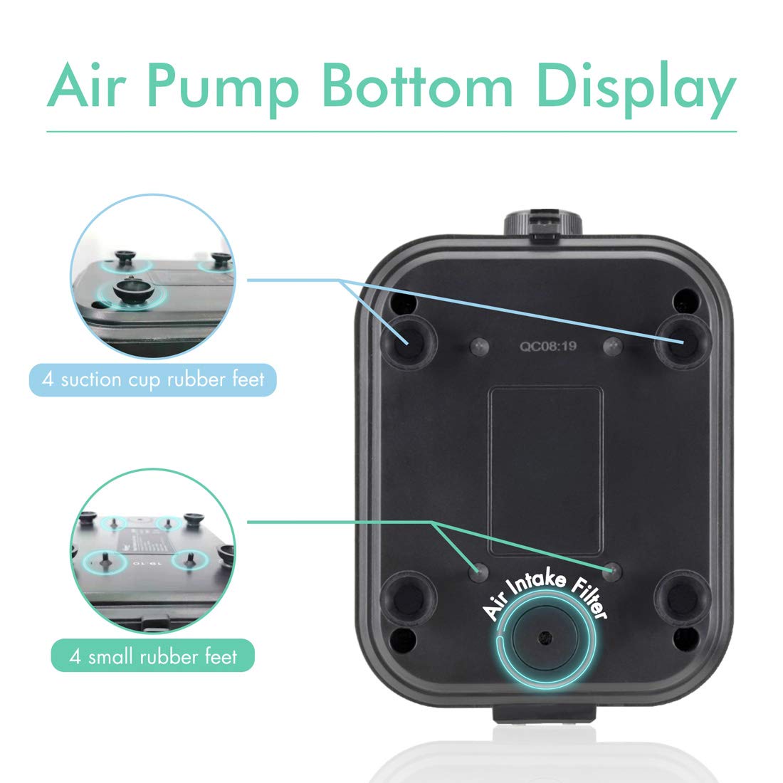 Hygger pump bottom rubber feet reduce vibration for a peaceful aquarium.