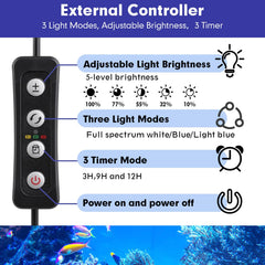 hygger reef light dimmed timer display demonstrates easy brightness and cycle settings