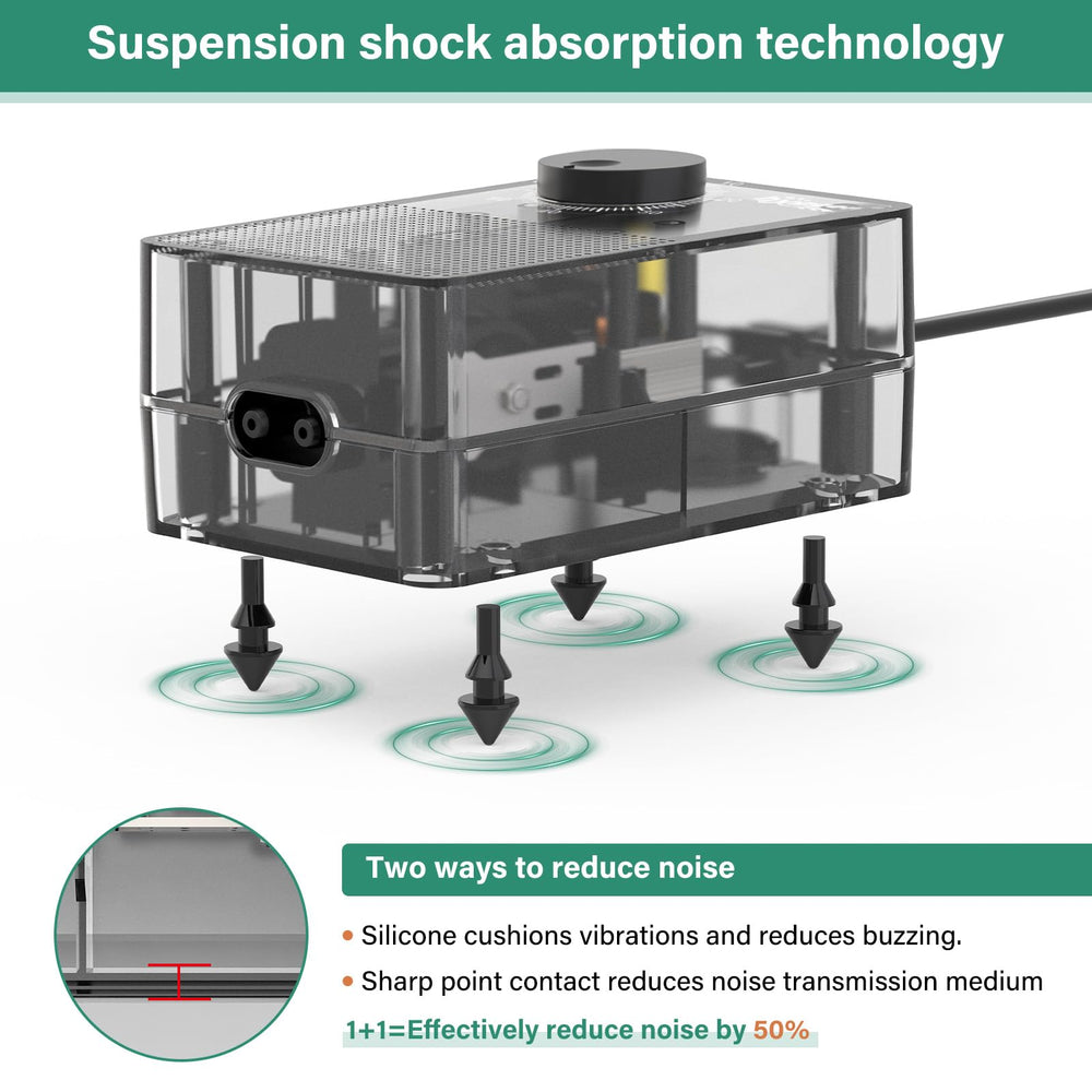 Hygger See-Through Air Pump double-outlet supports multiple air stones for even aeration