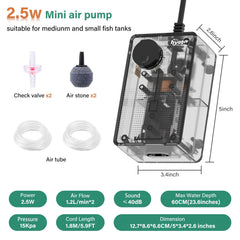 Hygger See-Through Air Pump silicone-base design reduces vibration and noise