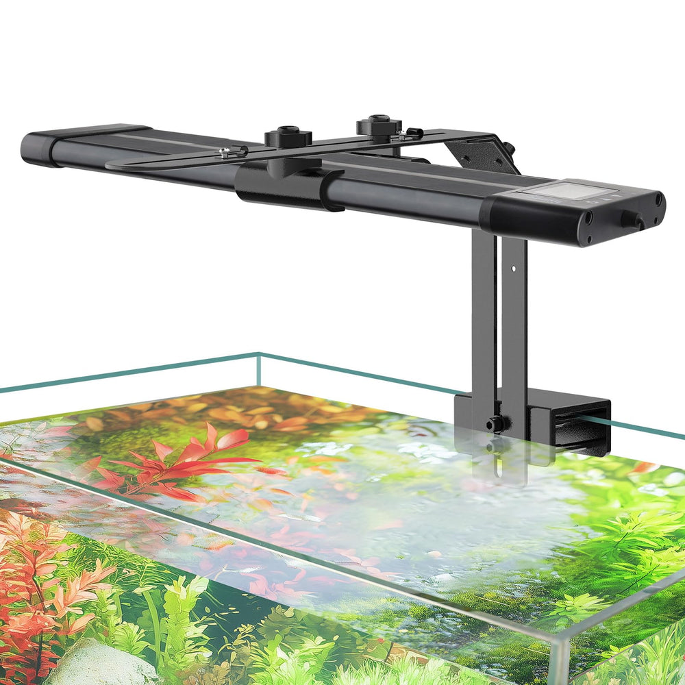 Hygger small clip-on aquarium light front view shows compact rimless tank compatibility.