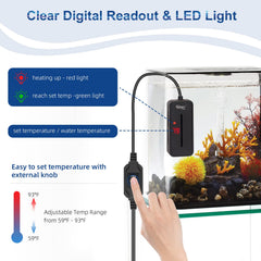 Hygger heater LED display clearly shows temperature and status for easy monitoring
