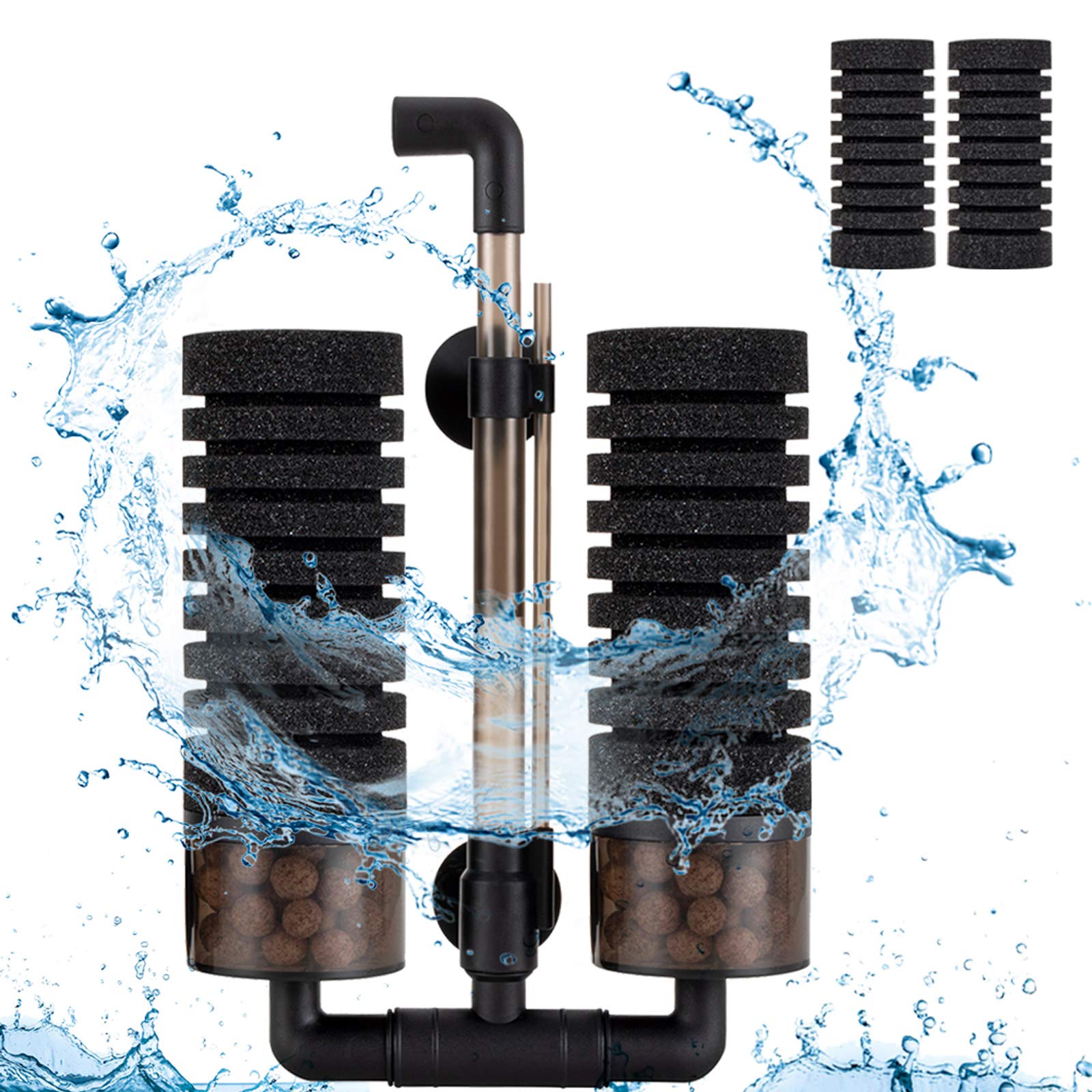 Hygger sponge filter with dual sponges for efficient filtration in medium tanks