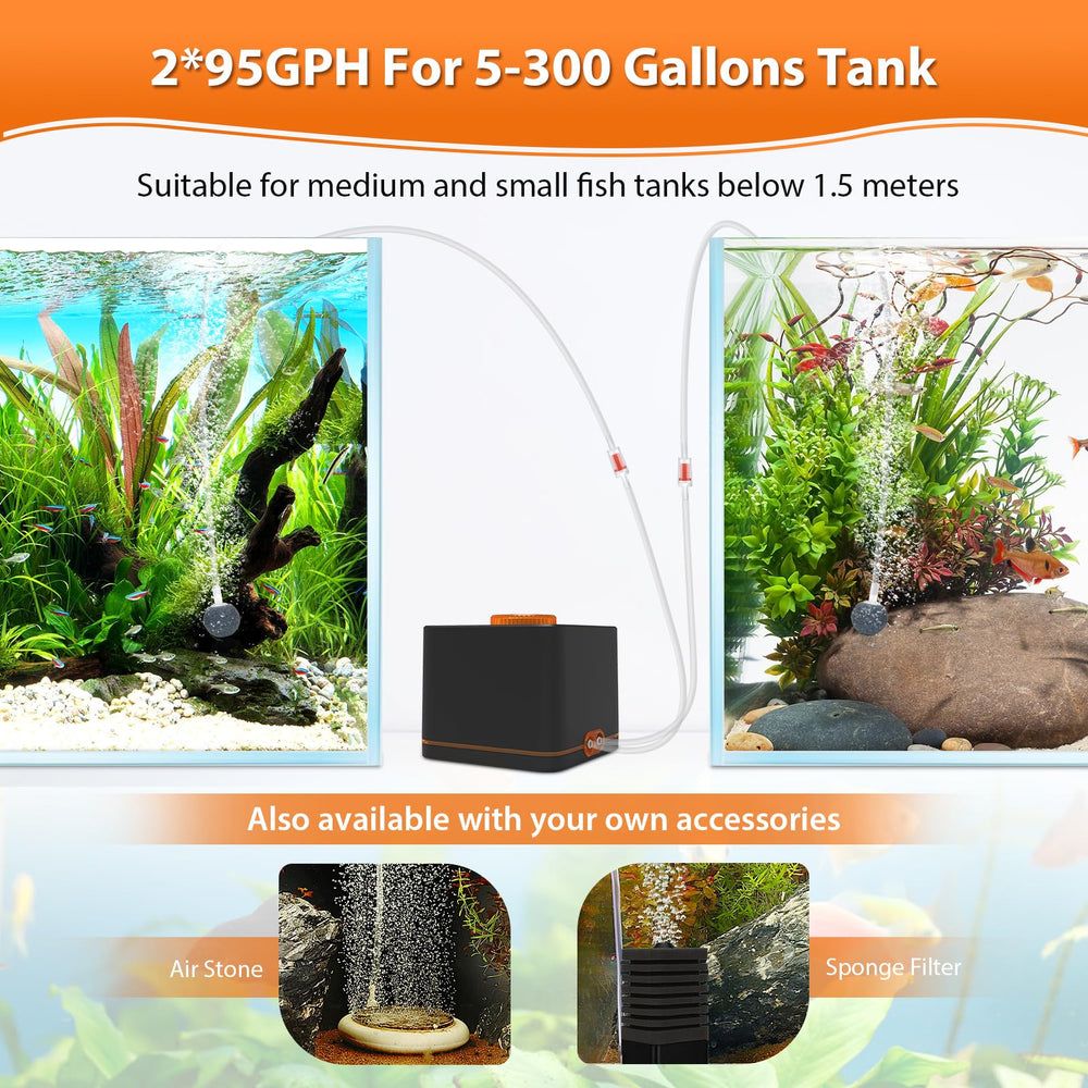 hygger Strong Aquarium Air Pump durable ABS shell reduces noise and protects components