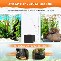 hygger Strong Aquarium Air Pump durable ABS shell reduces noise and protects components